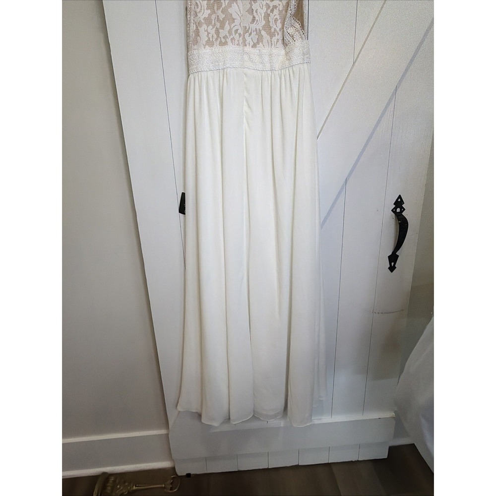 NWT Lulu's Forever and Always White Nude Lace Maxi Dress Bridal Gown Wedding L - Picture 9 of 10